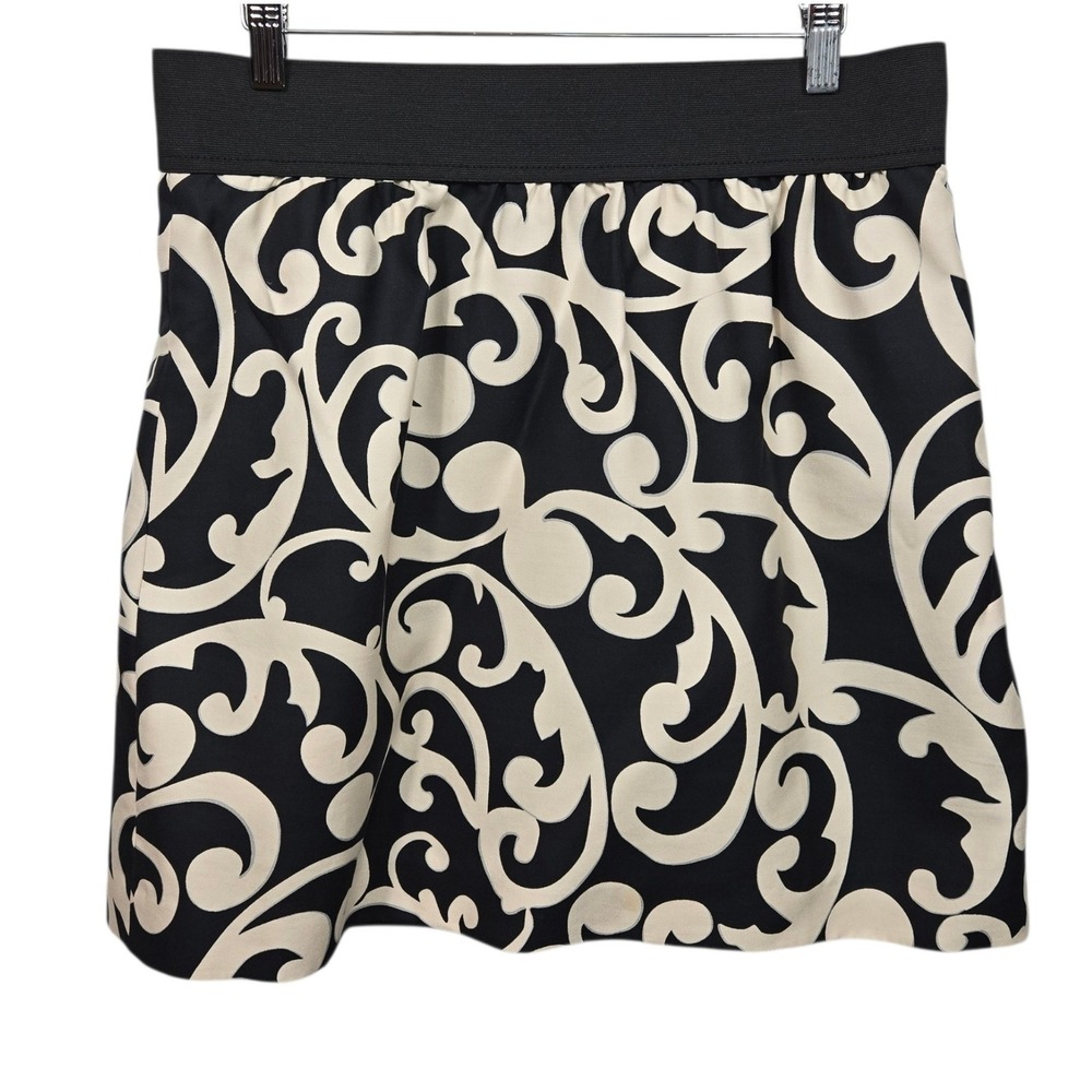 Ann Taylor LOFT Black White Scroll Print A‎ Line Skirt Womens Size 10
